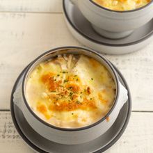 軽石干しホッケと里芋の豆乳味噌グラタン