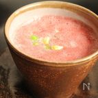 トマトの冷製スープ（枝豆・とうもろこし入り）