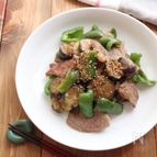 スタミナつけよう！！なすとピーマンの豚肉味噌炒め