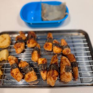 小梅の作ってみた!投稿(揚げない！ささみで作る✨超ヘルシーなのり巻きチキン)