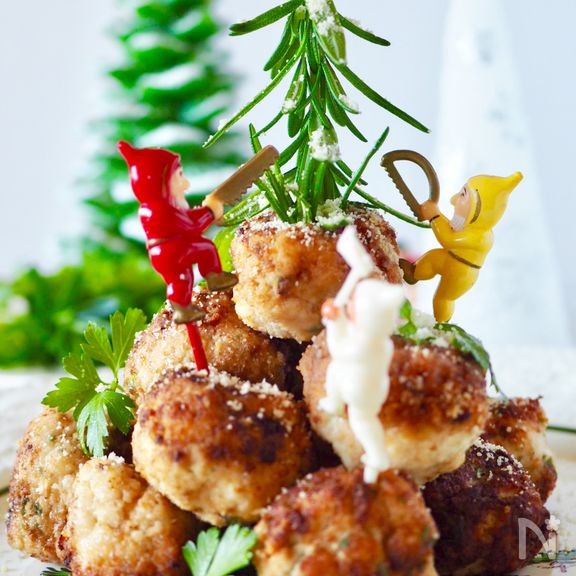 混ぜるだけ！簡単ヘルシー＊チキンボールツリー