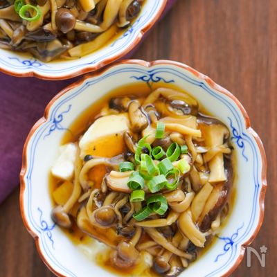 きのこのあんかけ豆腐