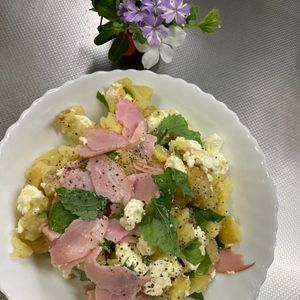 そら・ゆずの作ってみた!投稿(5分で完成！【クリームチーズと生ハムのおつまみポテトサラダ】)