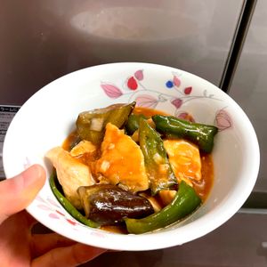 ケの作ってみた!投稿(【鶏チリ★茄子ピーマン】エビチリよりもボリューム満点‼)