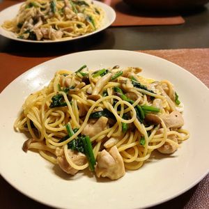 ちょこみんとの作ってみた!投稿(【チキンの柚子胡椒パスタ】お肉も野菜も、これひと皿で♪)
