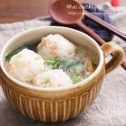 肉なしでも満足！ふわふわエビ団子の春雨塩スープ＊
