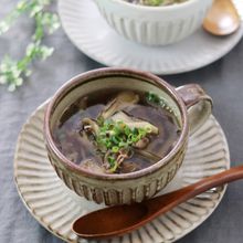 牛、舞茸、ごぼうの和風スープ