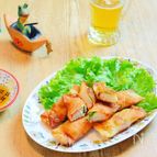 簡単おつまみ♪カニカマと餃子の皮で！プチ春巻き☆