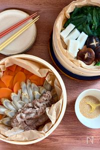 塩麹レモンだれでさっぱり♡栄養満点せいろ蒸し