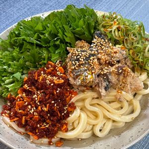 楽ラク手抜キッチン🐶🐾の作ってみた!投稿(【サバ缶とザクザクラー油の冷やしうどん】簡単で美味しすぎる!)