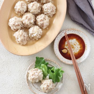 餃子の皮とフライパンで作るもっちりシュウマイ