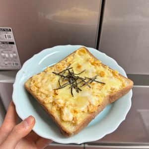 ケの作ってみた!投稿(冷凍作り置きトースト～明太スクランブルエッグトースト)