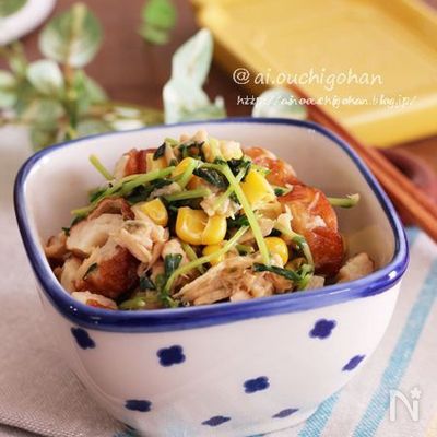 包丁も火も使わない＊豆苗とツナちくわのめんつゆバター