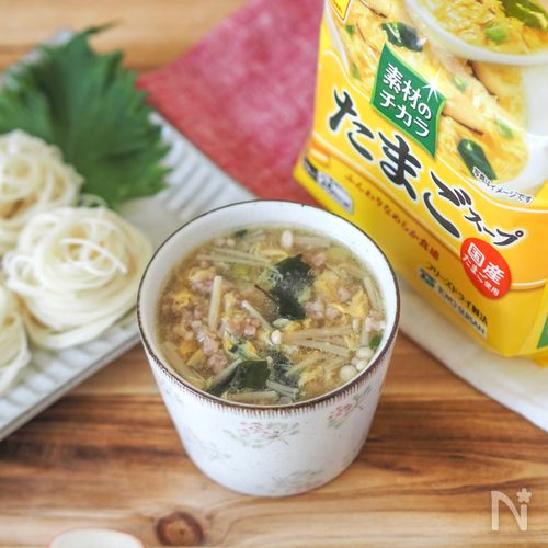 【えのきとひき肉のそうめんつけ汁】レンジで時短‼︎