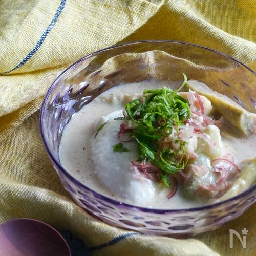 【飲み干す副菜】とろ茄子×豆腐の“冷やしごま豆乳”仕立て