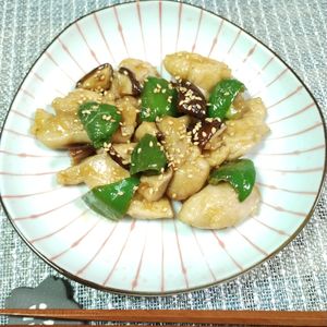 M＊Pの作ってみた!投稿(ご飯にもビールにも合う！鶏肉とピーマンとしいたけの甘酢炒め)