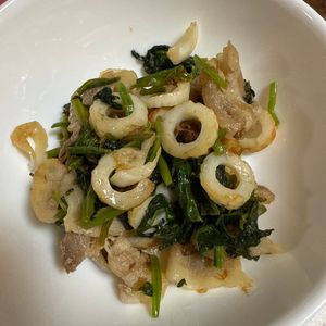 750176の作ってみた!投稿(【豚ばらとほうれん草の麺つゆおかか炒め】ご飯が進む和風おかず)