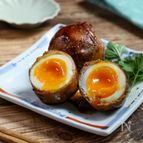 半熟卵がトロッと美味しい★『ゆで卵の肉巻き』