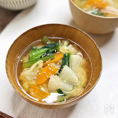 野菜たっぷりの味噌汁*献立に手軽に野菜をプラス~♪