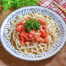 汁まで飲み干す~♡ツナトマトの冷やしうどん