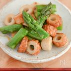 アスパラガスとちくわのバターめんつゆ炒め