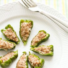 レンチン６分！スプーンで作れるピーマンのジューシー肉詰め