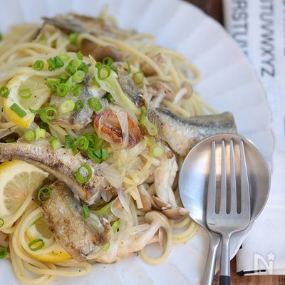ししゃもとレモンのネギ塩パスタ