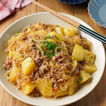 【ひき肉とじゃがいもの麻婆チャプチェ】やみつき/子供が喜ぶ