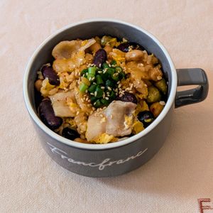 𝔂𝓾𝓶𝓲🍓の作ってみた!投稿(『豚まめキムチ雑炊』レンジで簡単！冷凍ごはんですぐできる☆)