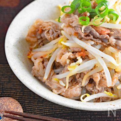【レンジで簡単】豚ともやしのさっぱり梅ぽんあえ