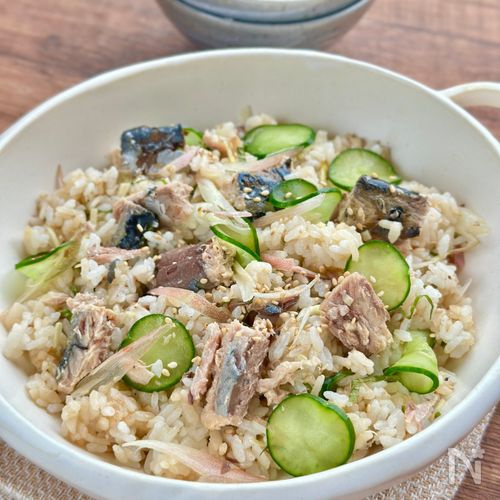 【みょうがとサバ缶の混ぜごはん】香味野菜たっぷり♪