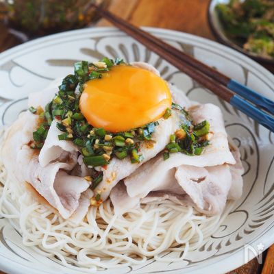 いますぐ作れる！豚しゃぶとにらだれの絶品そうめん