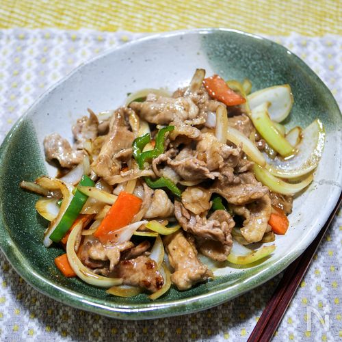 豚こま肉でトンテキ風炒め（ポイントはウスターソース）