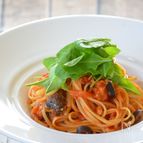鯖と醬油麴のトマトソースパスタ