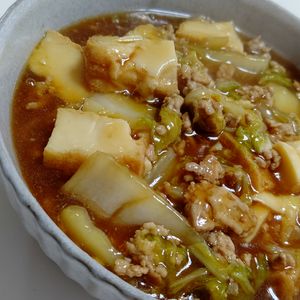 そらまめの作ってみた!投稿(厚揚げとトロトロ白菜の☆中華風そぼろあんかけ)