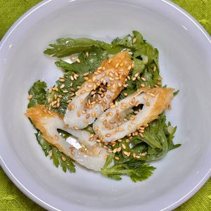 キャピタンの作ってみた!投稿(春菊とちくわのうま塩和え)