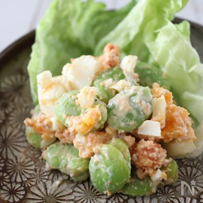 そら豆と卵のたらこサラダ