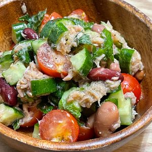 michuの作ってみた!投稿(栄養満点!混ぜるだけ♪【きゅうりとトマトとお豆のツナサラダ】)