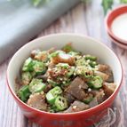 やみつきヘルシー副菜♡こんにゃくとオクラのごまおかか炒め