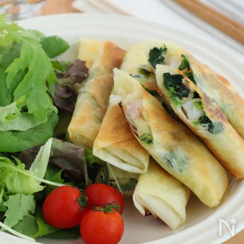 えびとほうれん草のクリーム春巻き