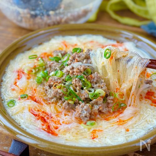 レンチンで簡単♬豆乳担々春雨♬