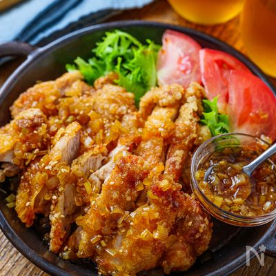【レンジで簡単！】ねぎ香る☆極旨香味だれのサクサク油淋鶏