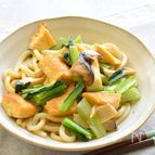 小松菜と厚揚げ、焼きエリンギのぶっかけうどん