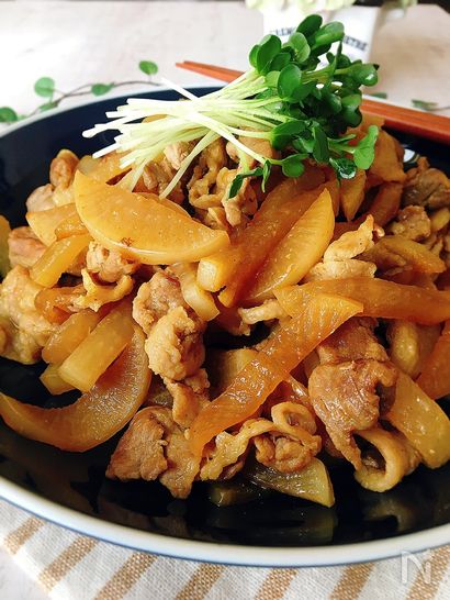 豚肉と大根の甘辛炒め(カレー風味)