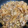 中トトロの作ってみた!投稿(蒸し大豆と豚肉と新玉ねぎのケチャップ炒め)