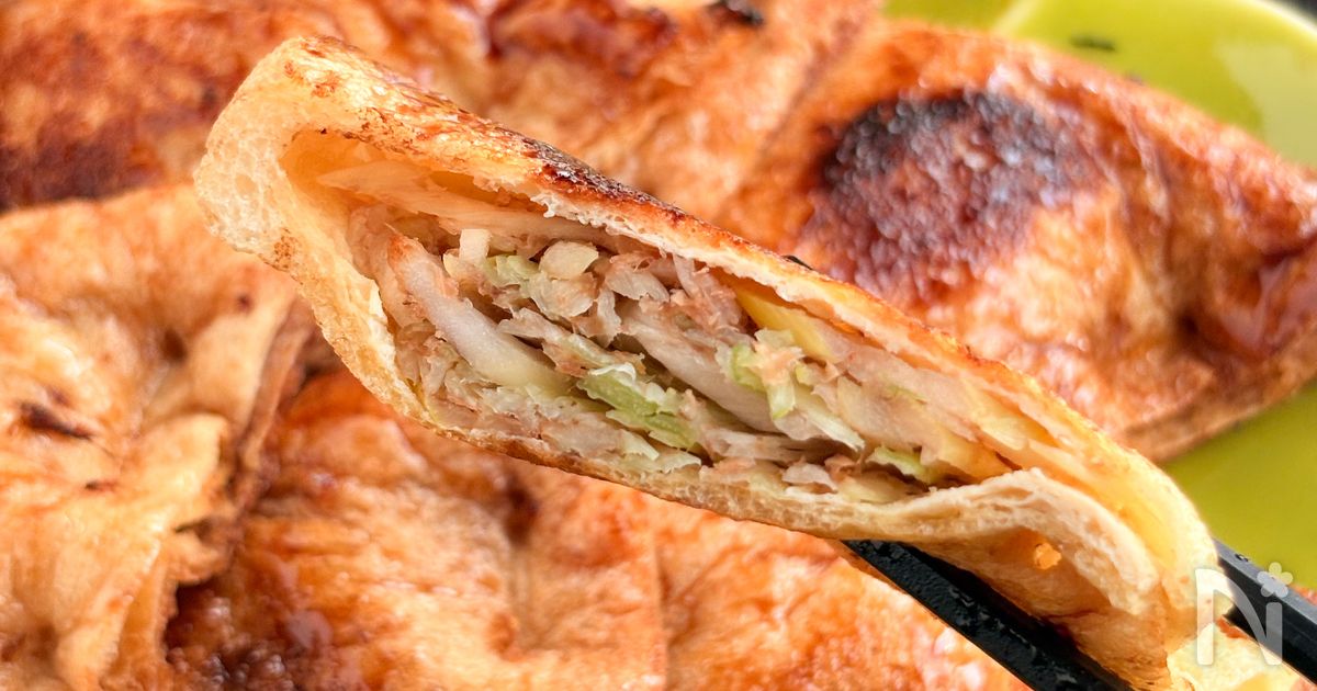 甘辛おあげで病みつき♪油揚げのネギおかか詰め焼き