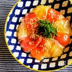マグロとタイの簡単紅白丼