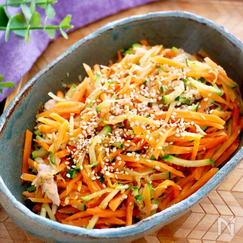 【人参とズッキーニのしりしり】10分で簡単！作り置きにもOK