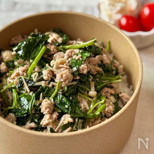 10分で完成!【そぼろモロヘイヤ丼】