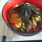 白菜とニラの卵とじ丼
